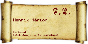 Henrik Márton névjegykártya